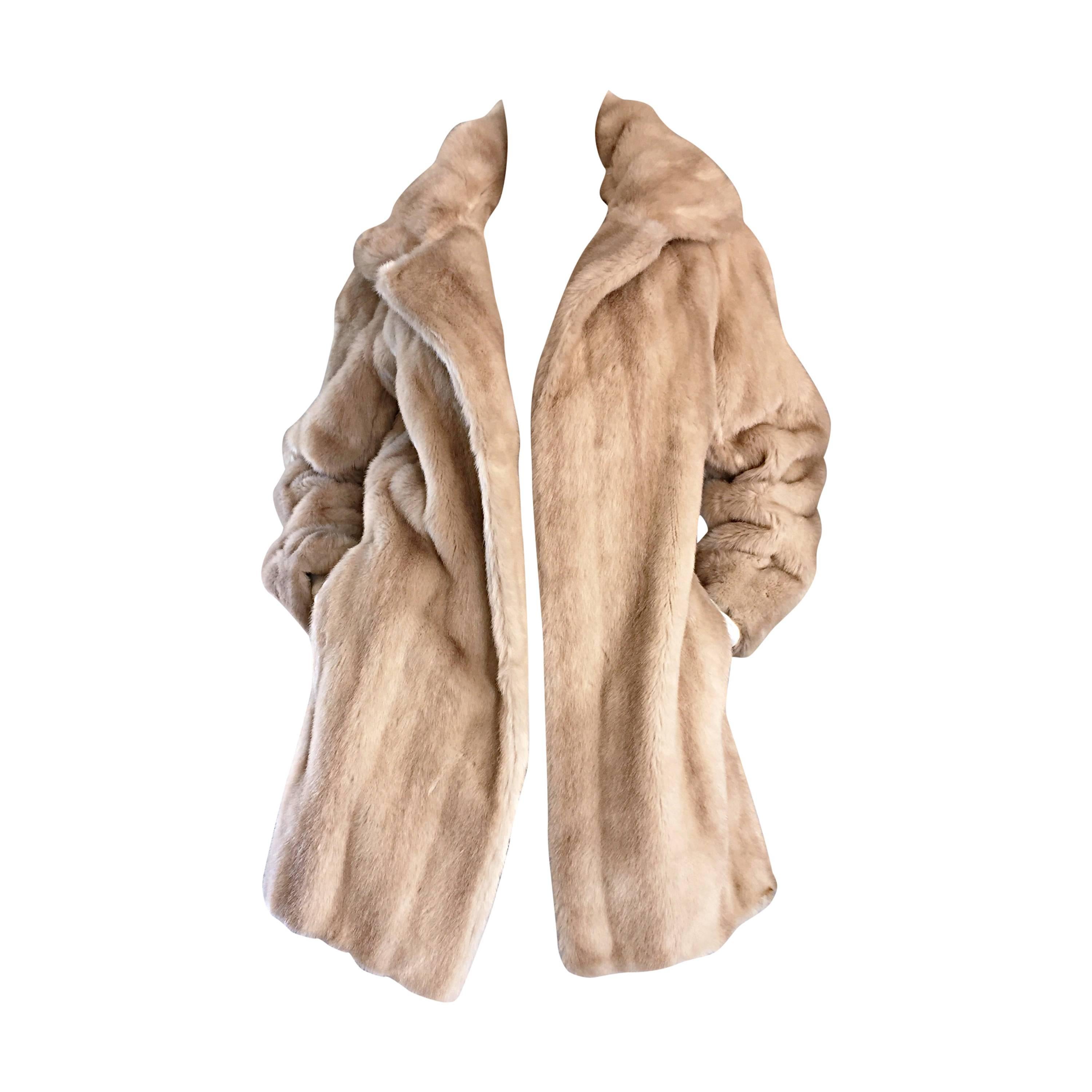 Incredible Vintage Lilli Ann 1960s Faux Fur Blonde Tan 60s Swing Jacket Coat