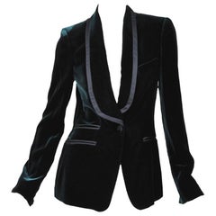 Used F/W 2004 TOM FORD for GUCCI DARK GREEN VELVET TUXEDO BLAZER