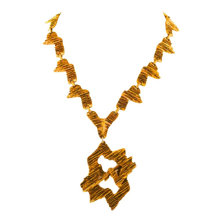 70s Brutalist Style Nugget Necklace at 1stDibs