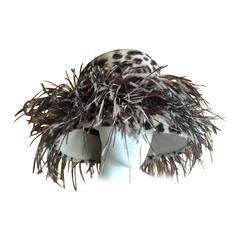 Retro Phillip Treacy London Fun Feathered Fur Hat