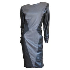Retro Emanuel Ungaro New Leather Color Block Dress 1980s