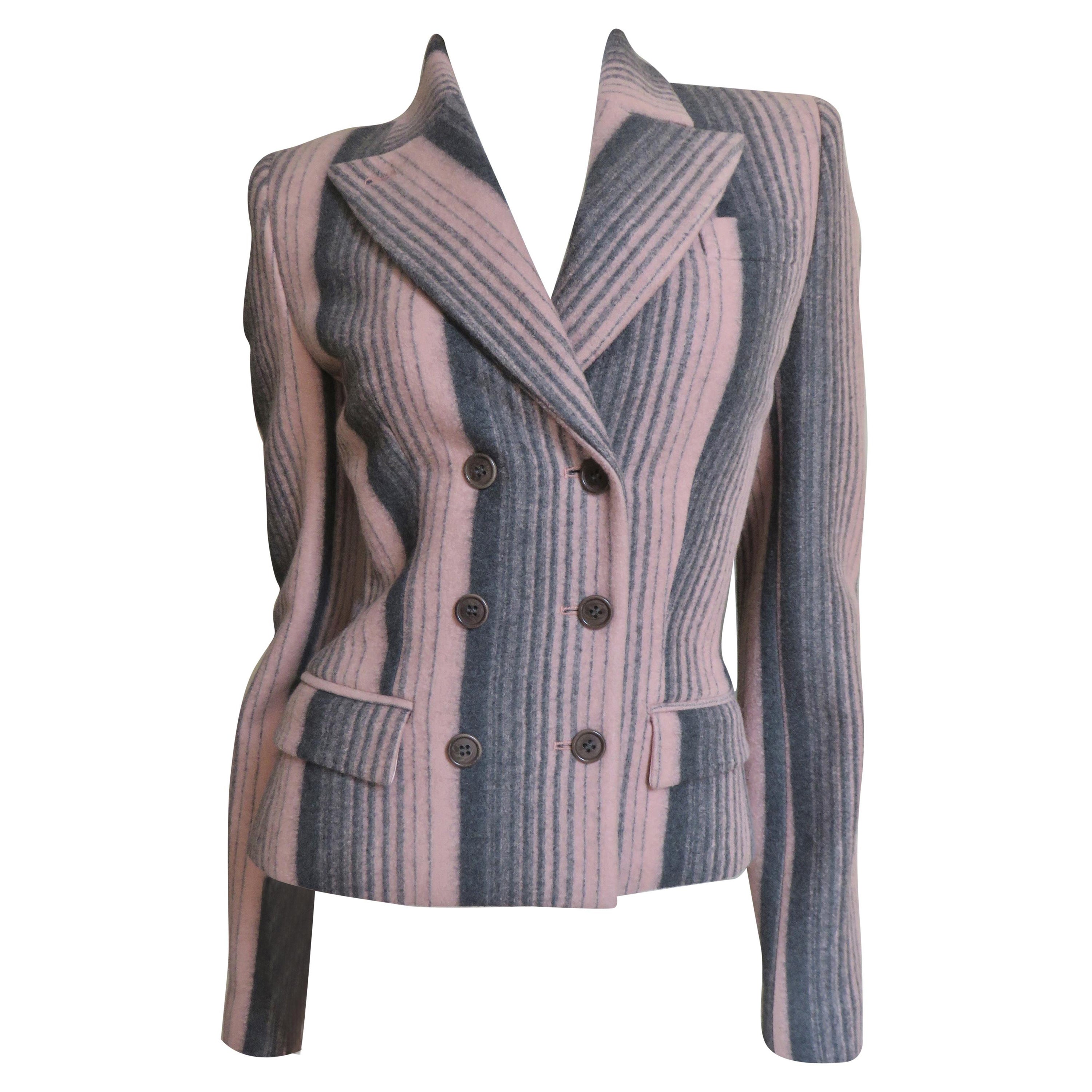 Alexander McQueen New Grey and Pink Striped Jacket F/W 1999 For