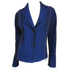 Issey Miyake Blue Wool Jacket with Zipper Panels