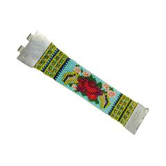 Silver and Turquoise Beaded Chili Rose Bracelet
