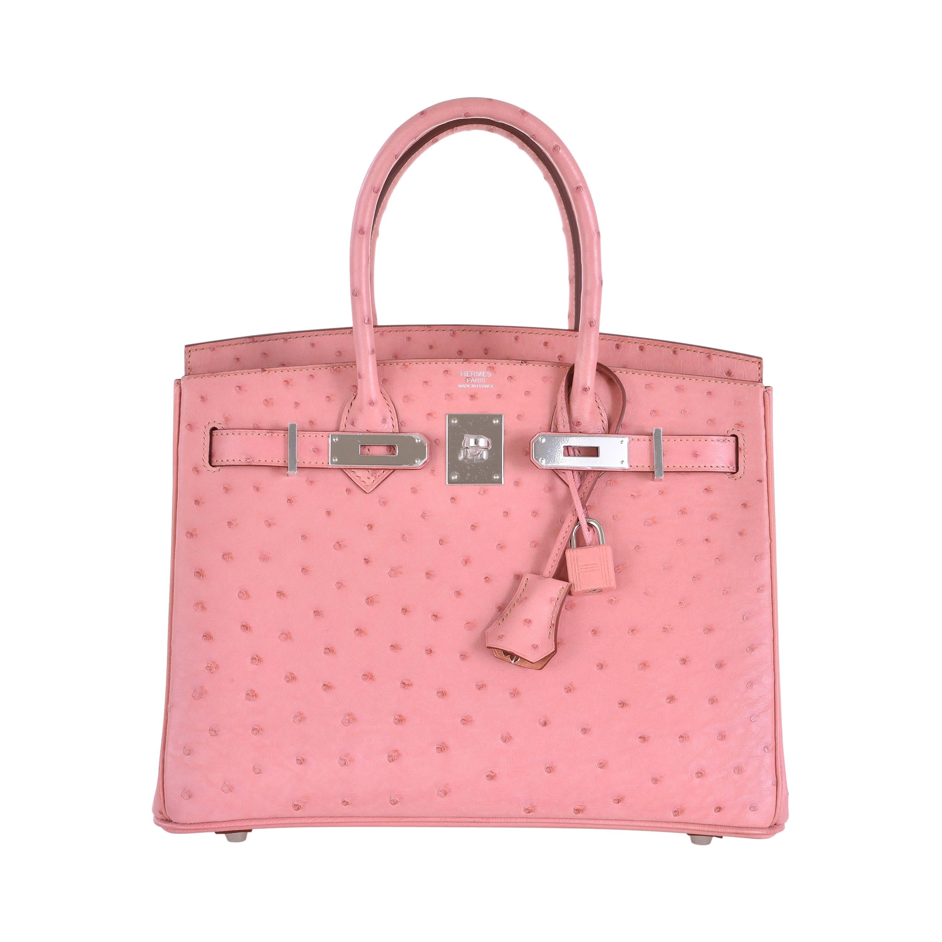 HERMES BIRKIN BAG 30CM OSTRICH TERRE CUITE PINK WITH PALL HARDWARE JaneFinds For Sale