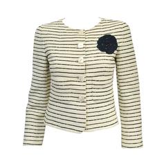 Chanel 2001 Cruise Collection Ivory Jacket with Horizontal Sequin Embroidery
