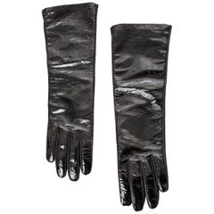 Prada Black Patent Leather Gloves