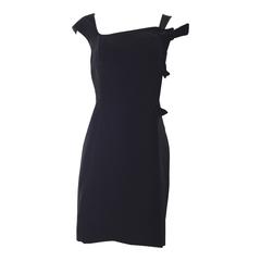 1990s Thierry Mugler black velvet and satin cocktail dress 4
