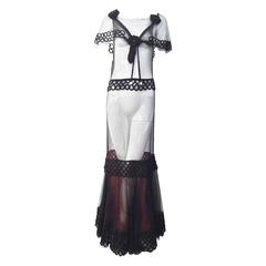 1930s black mesh gown