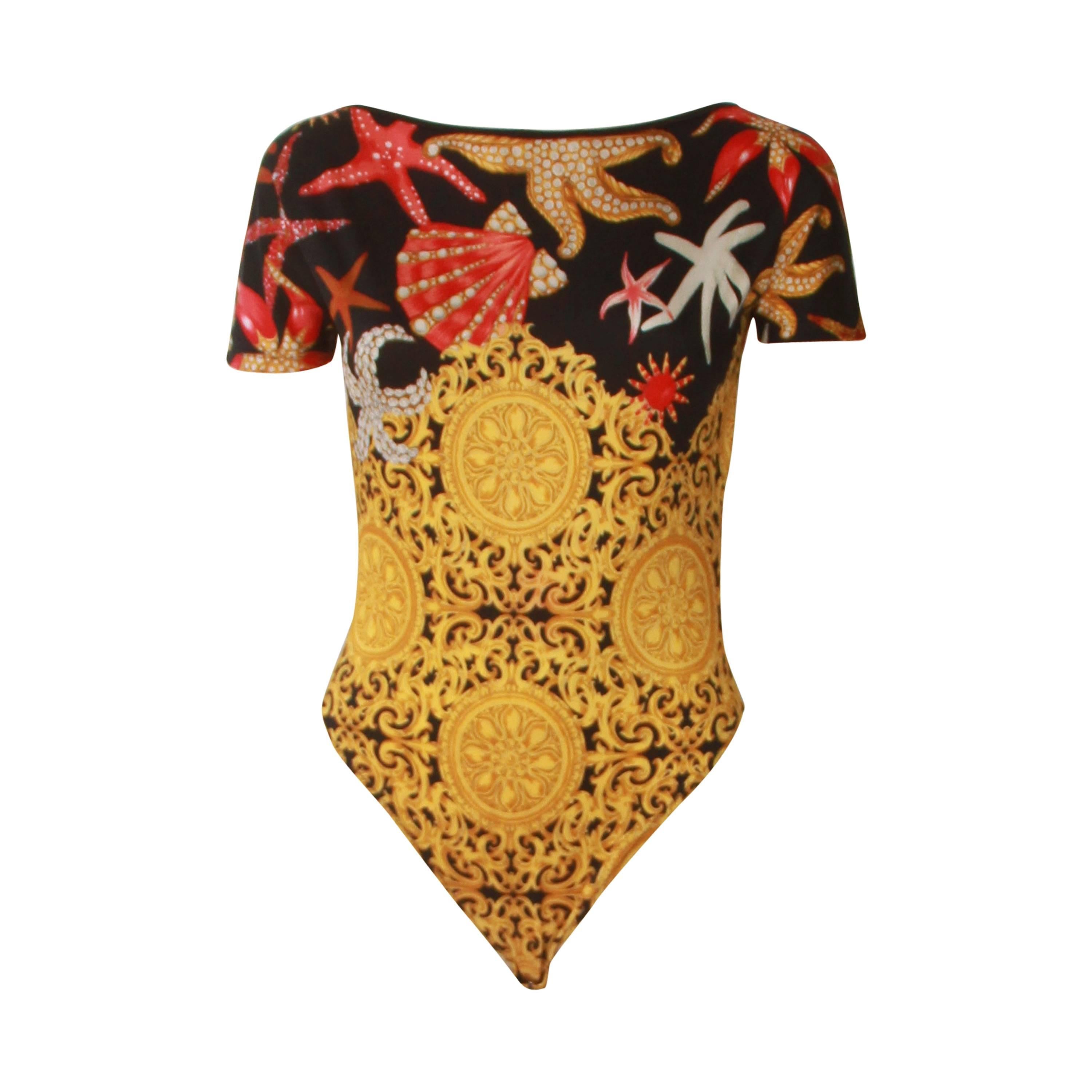 Gianni Versace Printed Bodysuit Spring 1992 For Sale