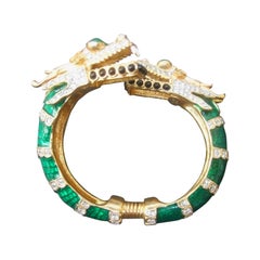 Ken Lane Exotic Jeweled Enamel Dragon Bracelet.