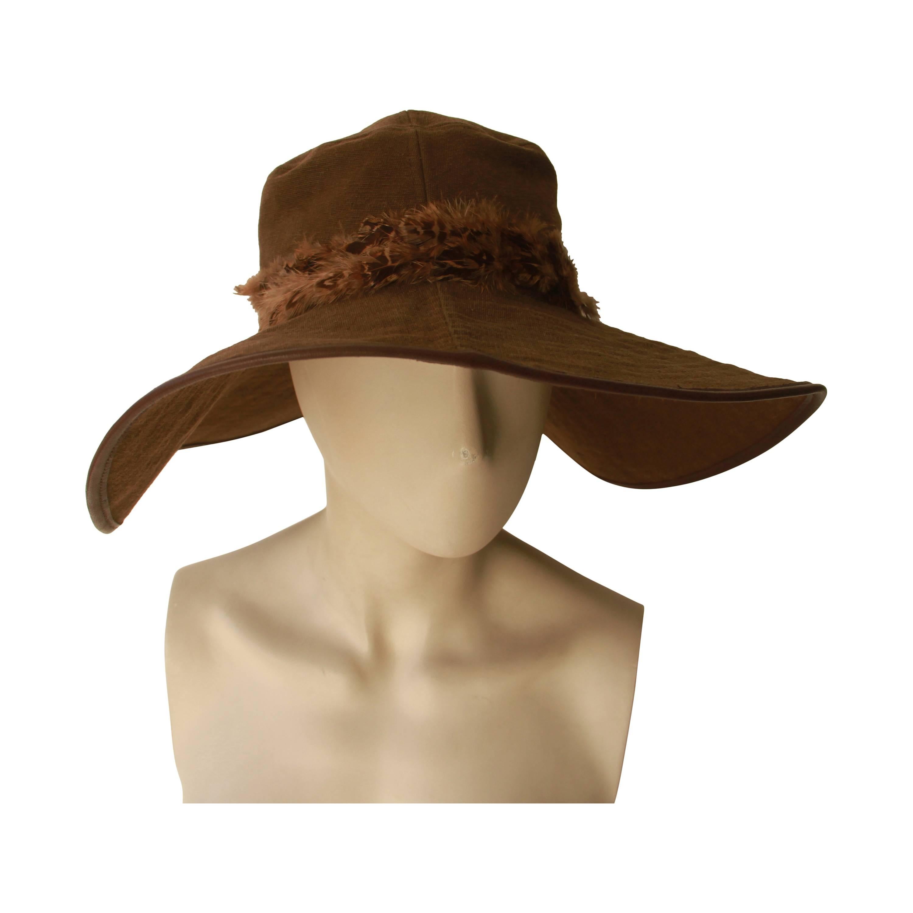 Tom Ford For Gucci Feather Trim Hat Late 1990's For Sale