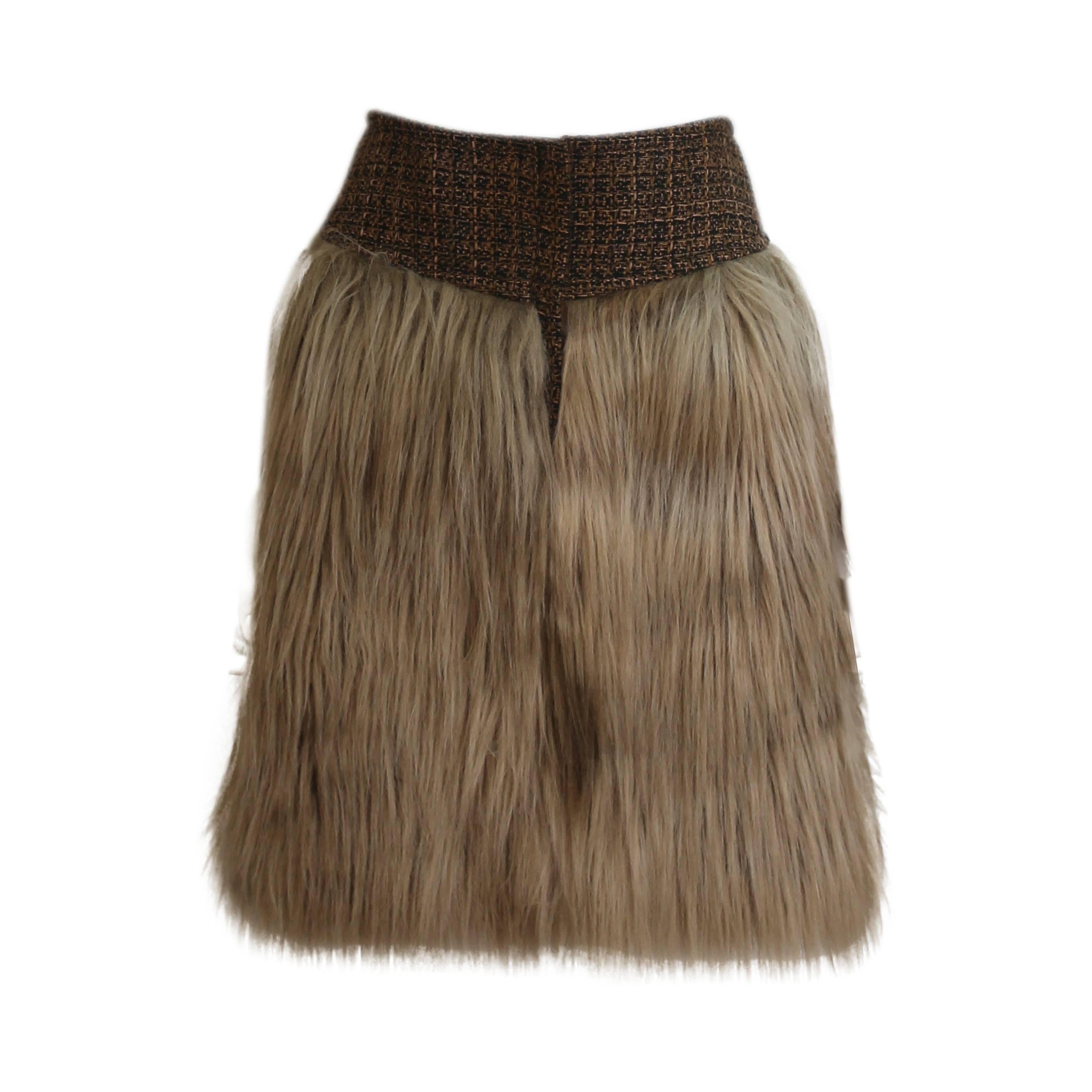 Chanel AW 2010 Faux-Fur Tweed Skirt 