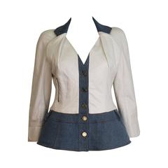 Christian Dior SS 2005 White Leather and Denim Jacket