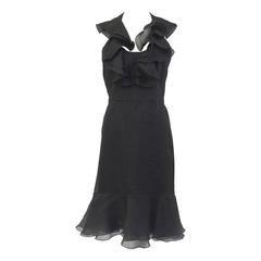 1970s Pierre Cardin black silk organza halter dress