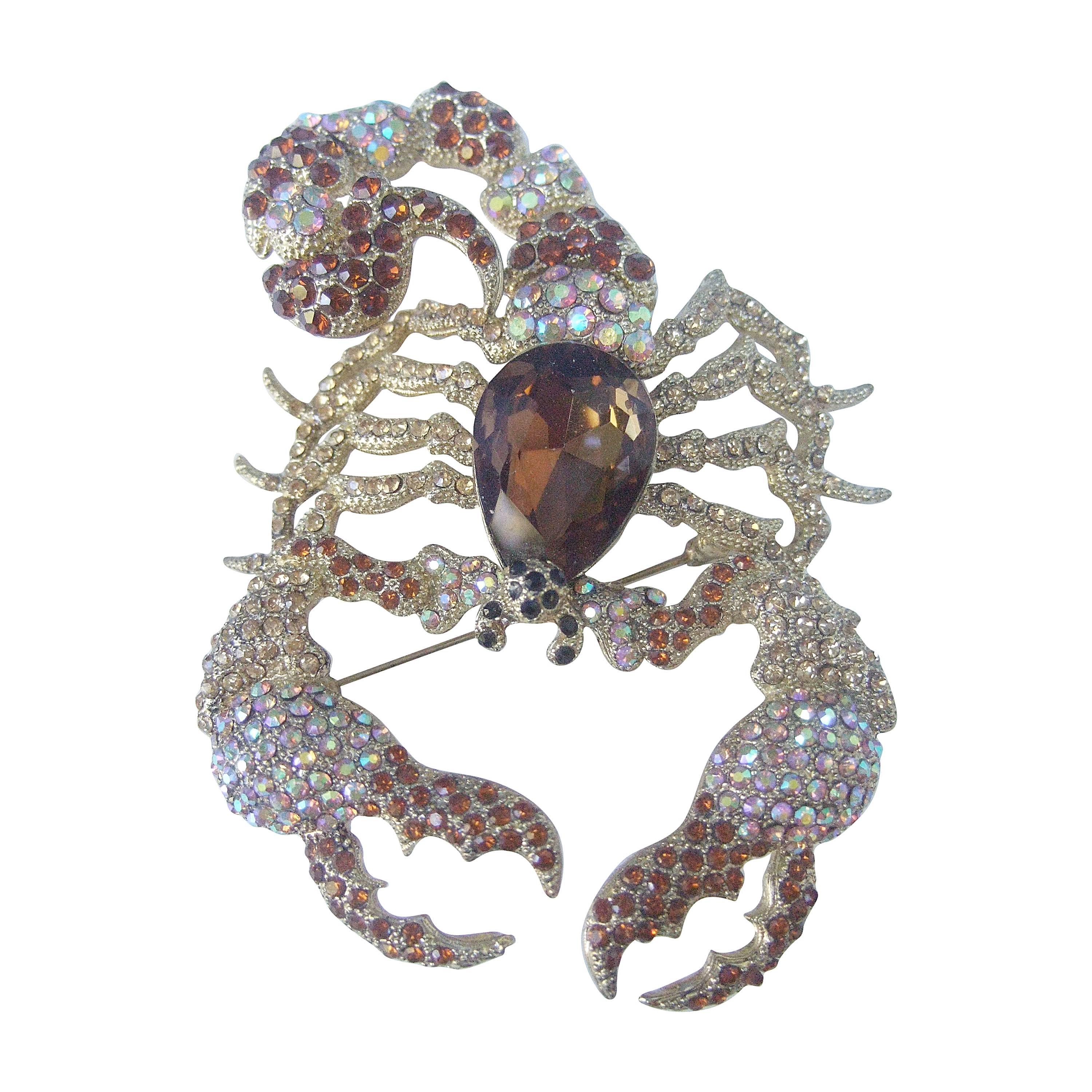Massive Glittering Crystal Scorpion Brooch