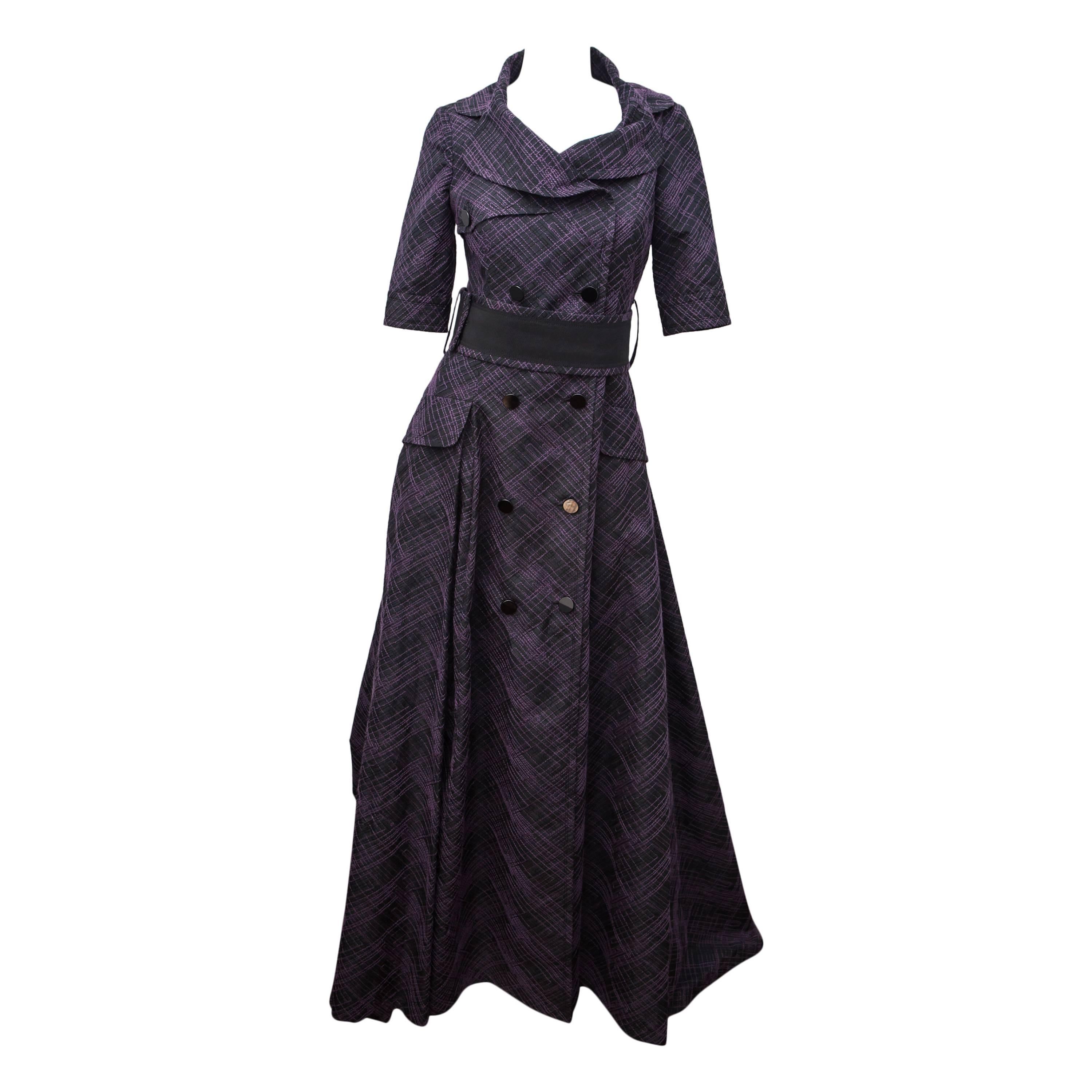 Carolina Herrera Purple and Black Patterned Gown