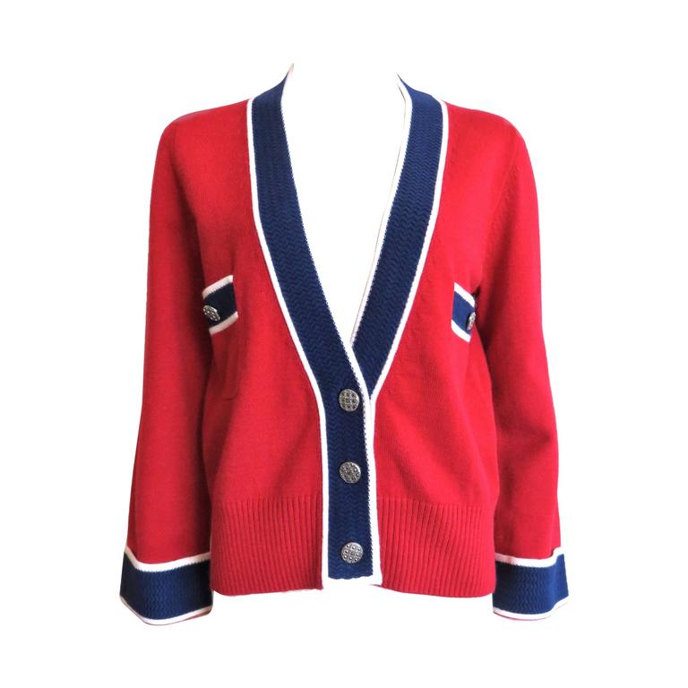 CHANEL PARIS Pure cashmere cardigan sweater - worn once For Sale at 1stDibs