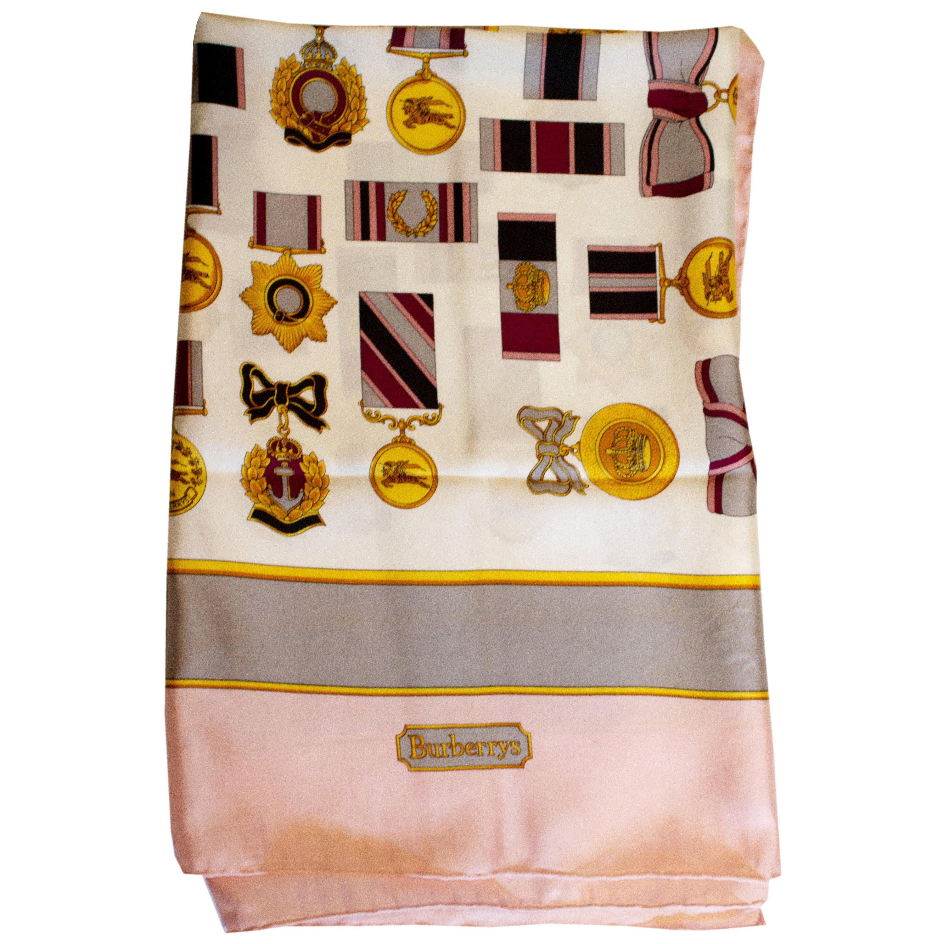 Burberry Silk Satin Vintage Scarf For Sale at 1stDibs
