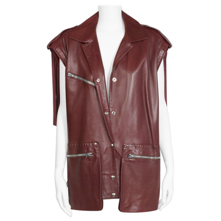 1980s Claude Montana Vintage Avant Garde Brown Canvas Coat with Leather ...