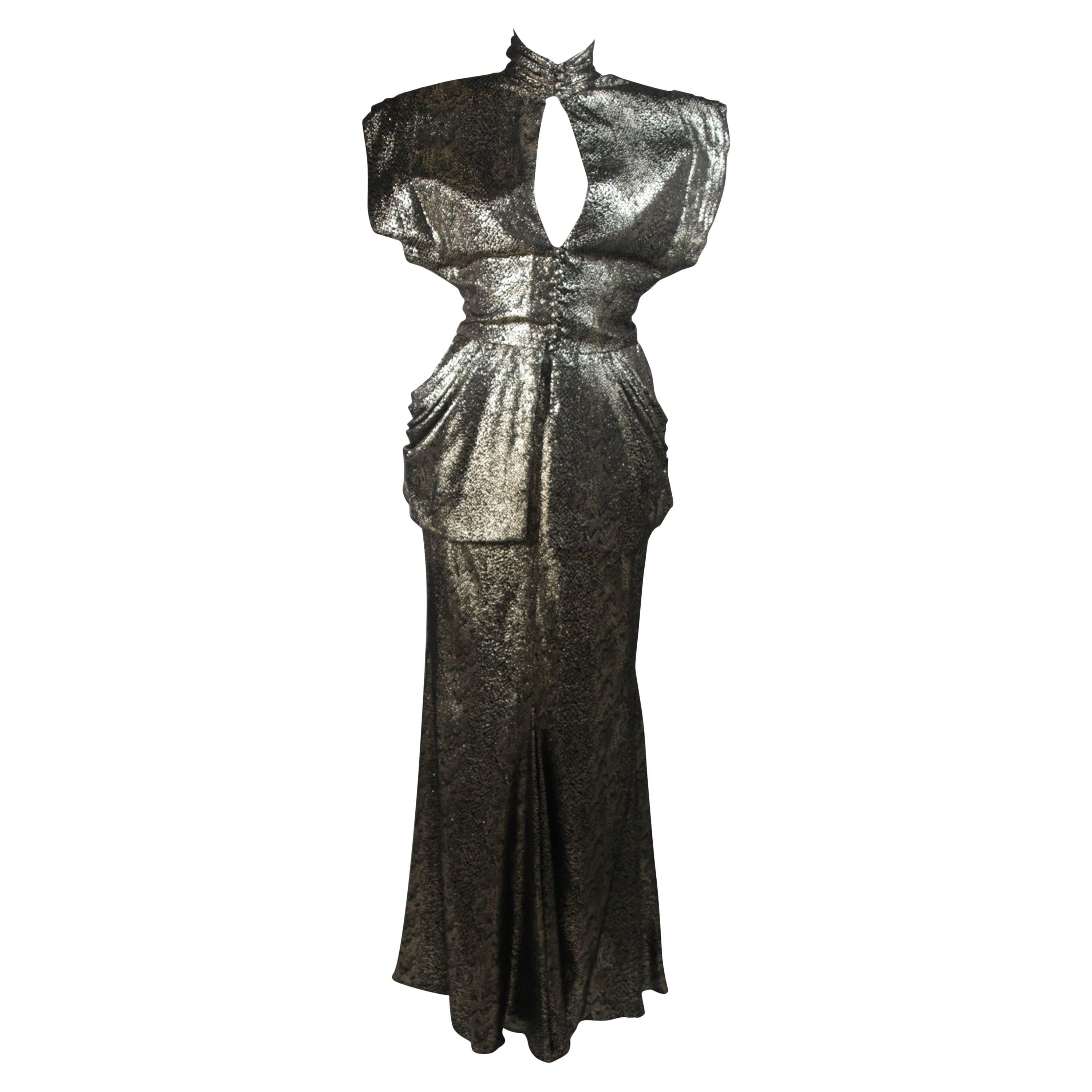 Vicky Tiel Gold Metallic with Black Evening Ensemble Size Small 