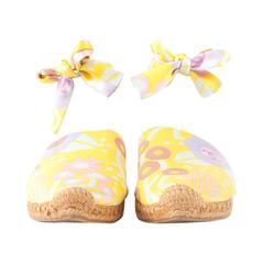Chanel Yellow floral espadrilles with ankle strap, Sz. 7.5