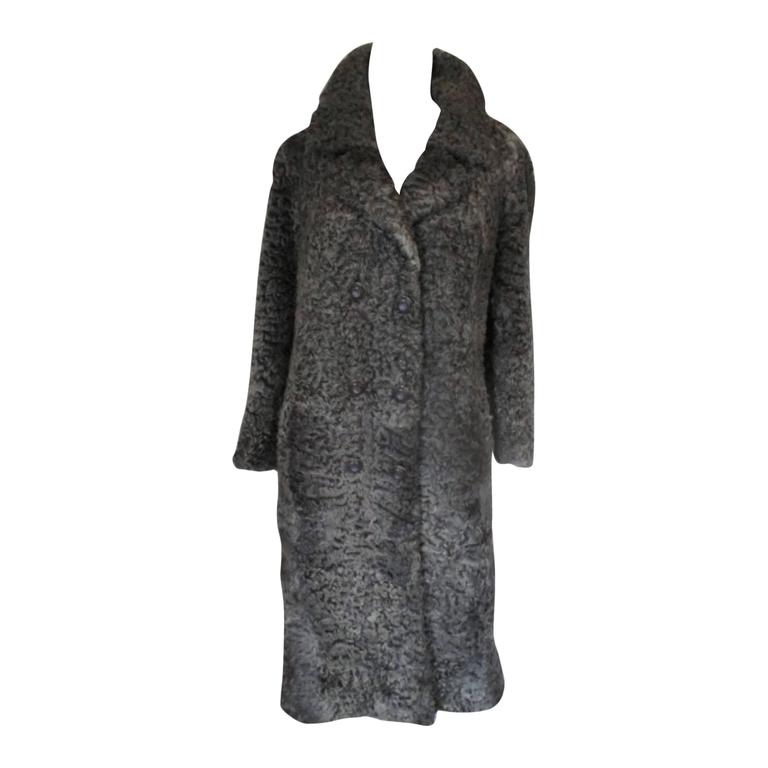 grey color persian lamb astrakhan fur coat For Sale at 1stdibs