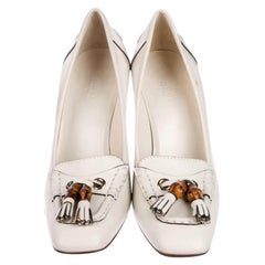 New Gucci Resort 2007 Winter White Leather Bamboo Tassel Heels Pumps Sz 7.5