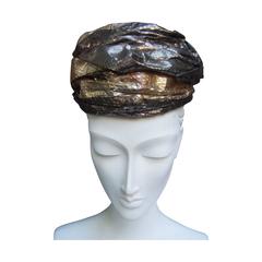 Avant Garde Metallic Snakeskin Turban c 1960 12