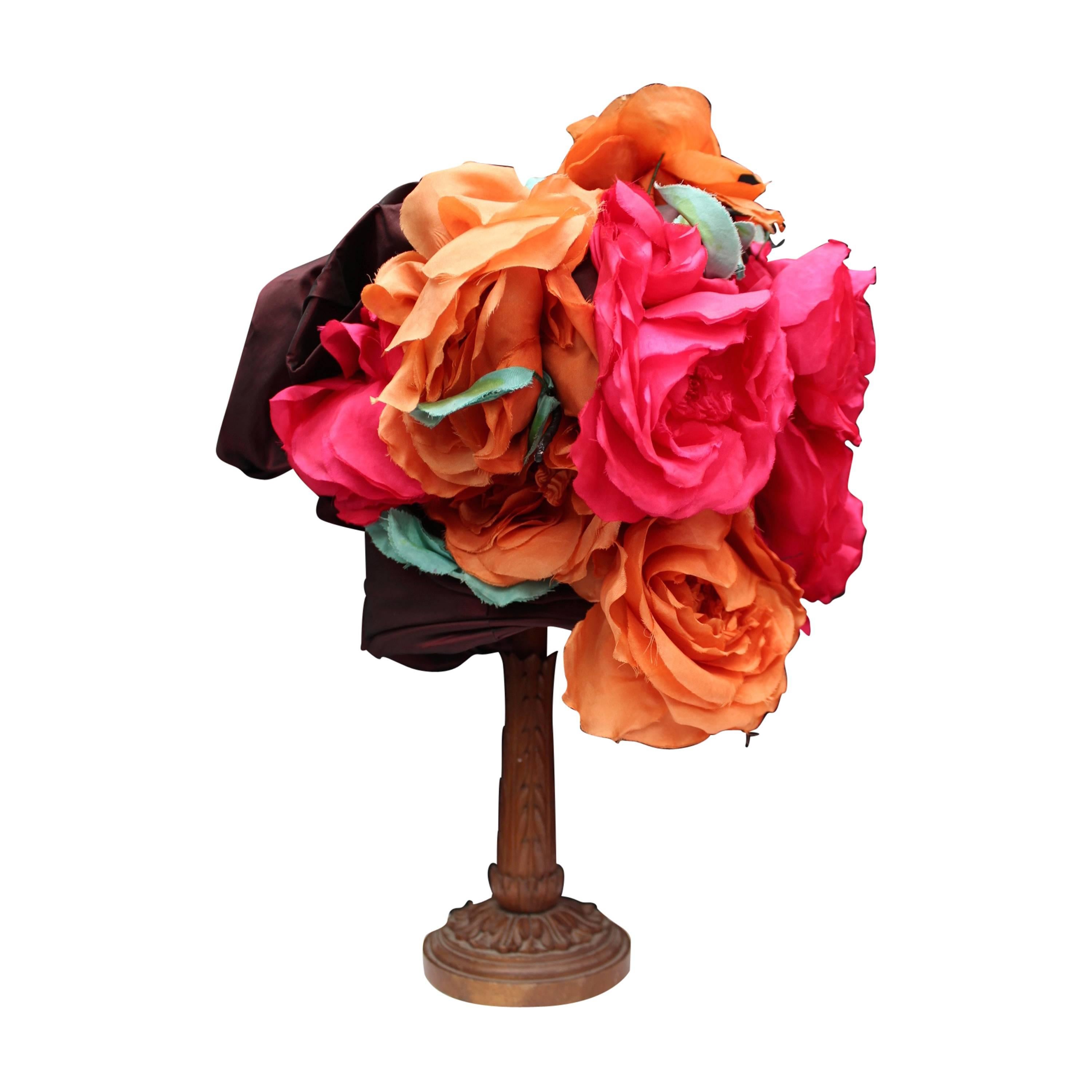 1980s Jean Patou Haute Couture Silk Flowers Hat