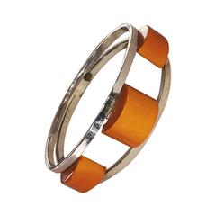 Art Deco German chrome and bakelite bangle attributed to Jakob Bengel
