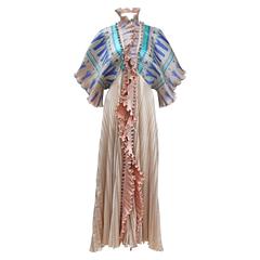 Exceptional Zandra Rhodes pleated silk evening coat c. 1972