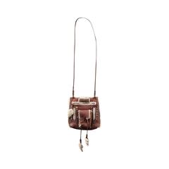 ERMANNO SCERVINO Italian Brown SHEARLING Leather MESSENGER BAG Purse 12