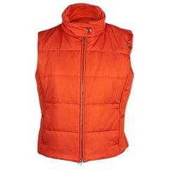 Hermes Unisex Sleeveless Orange Puffer Vest L New