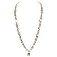 Hermes Sterling Silver Locke and Curb Link Chain Necklace 