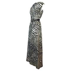 1960s Alice Zebra Print Satin Palazzo-Legged Jumpsuit 8