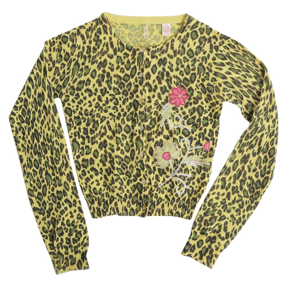 Kaschmir-Pullover mit Leopardenmuster und bestickten Blumen 