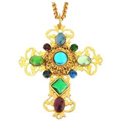 1990s Philippe Ferrandis Necklace Gripoix Cross New Never Worn 5