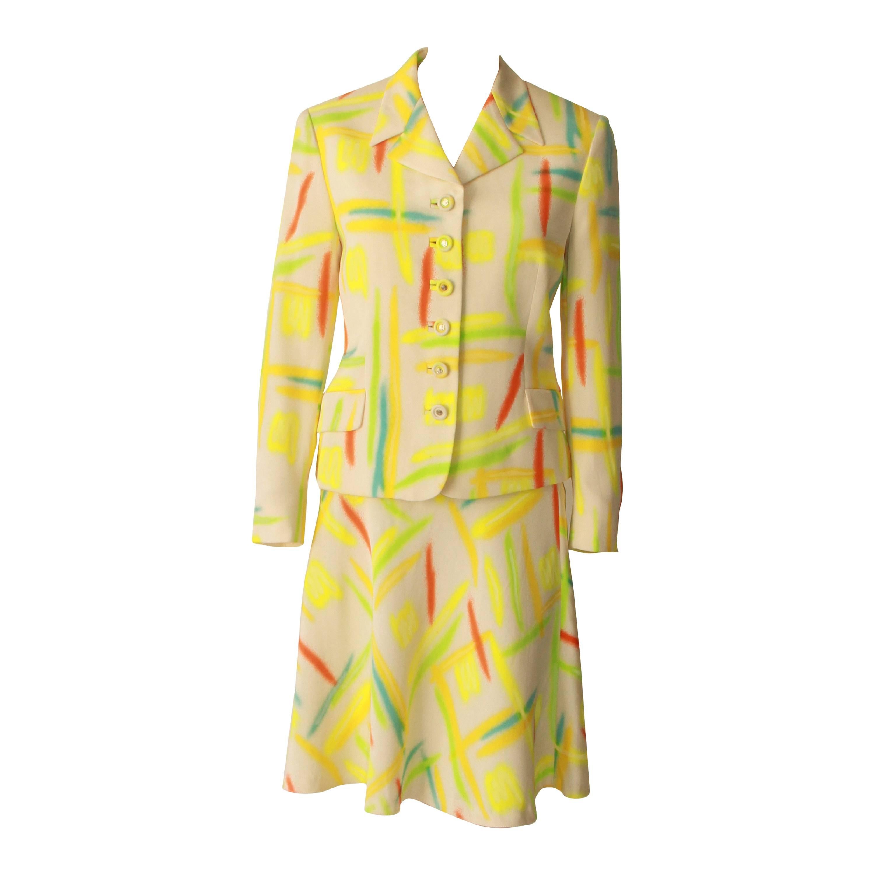 Gianni Versace Silk Printed Suit Spring 1996 For Sale