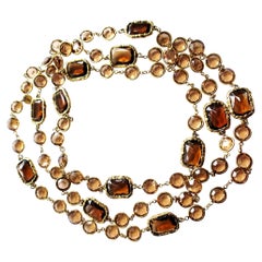 Iconic Chanel Chicklet necklace, with 12 cut rhinestones brown, 152 cm long