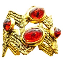Open bracelet designed by Mercedes Rubirosa Paris 1980s , gold plated