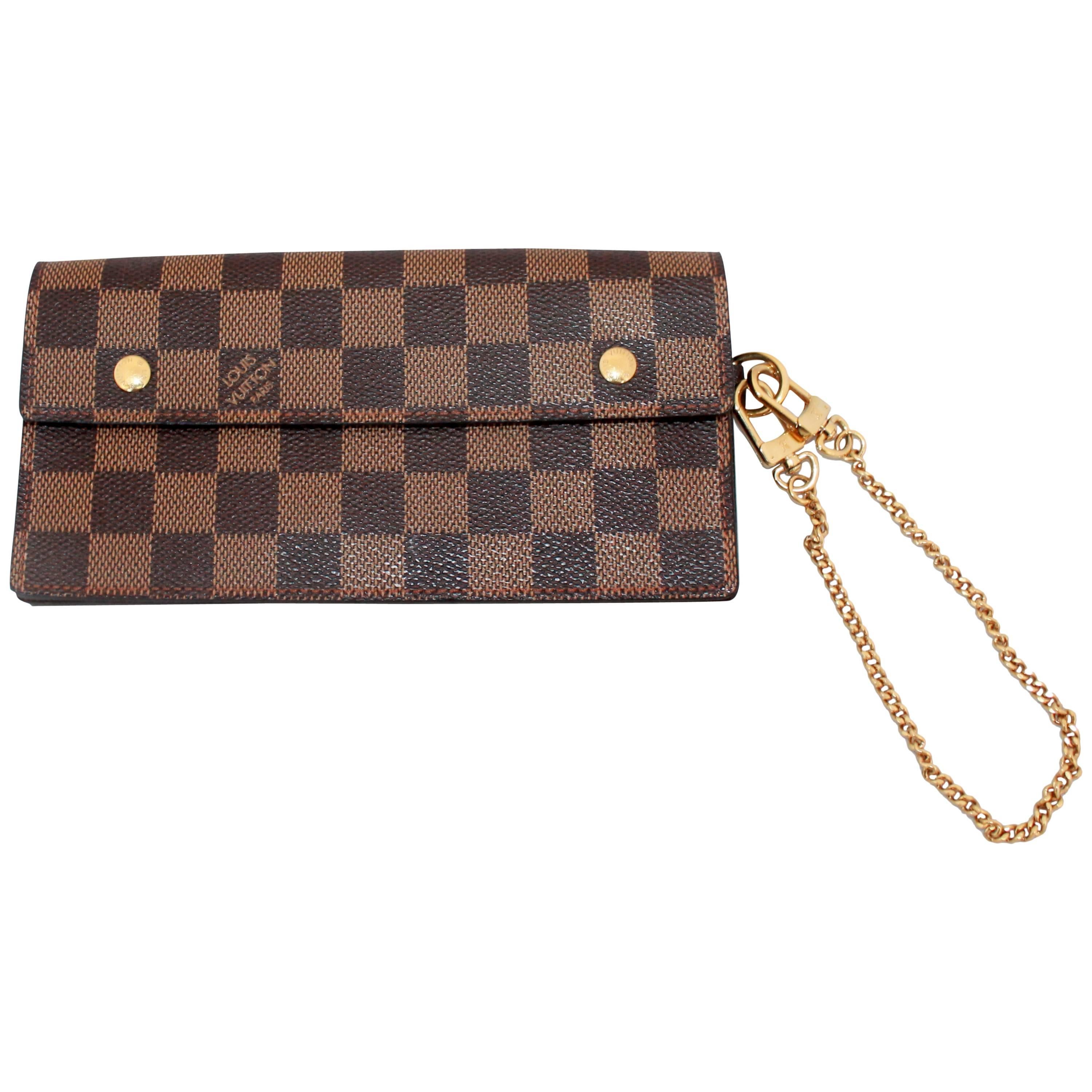 Louis Vuitton Brown Damier Print Wallet & Wristlet GHW - circa 2005 