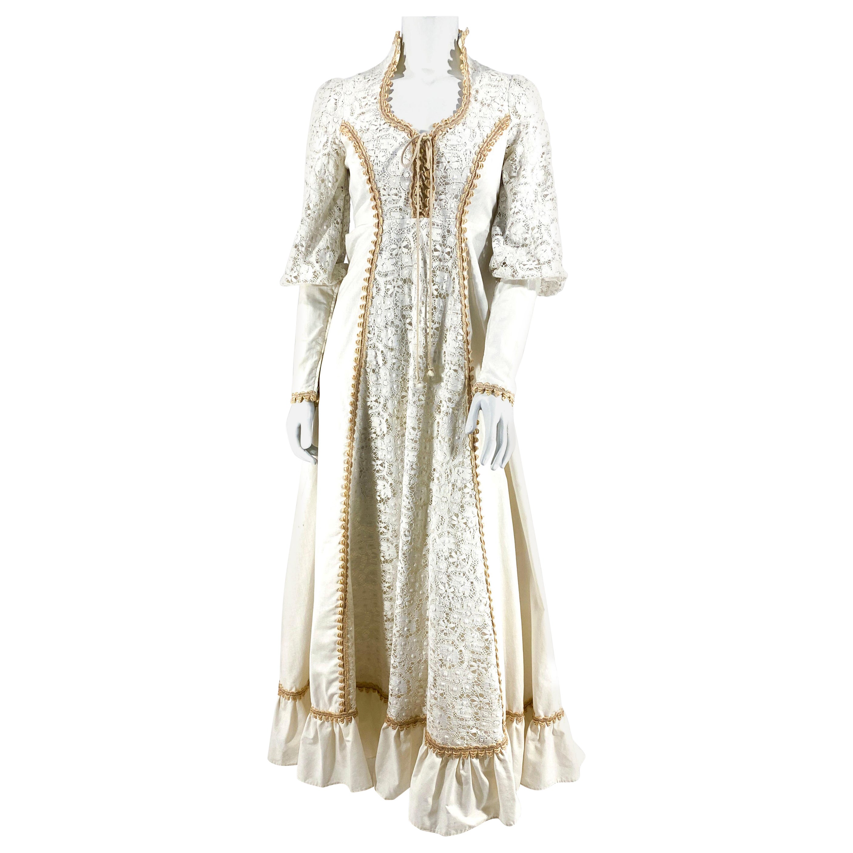 Gunne Sax - Robe cottage en dentelle, années 1960/1970 en vente