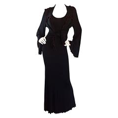 Rare Vintage Stephen Burrows Sexy Black 1970s 70s Jersey Dress + Jacket 5