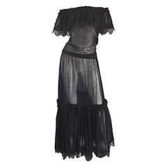 Important Vintage Yves Saint Laurent ' Russian Collection ' Black Lace Dress Set