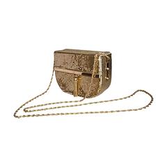 1980s Vintage Oroton Gold Chain Mail Metal Mesh Tassel Box Bag Purse Handbag