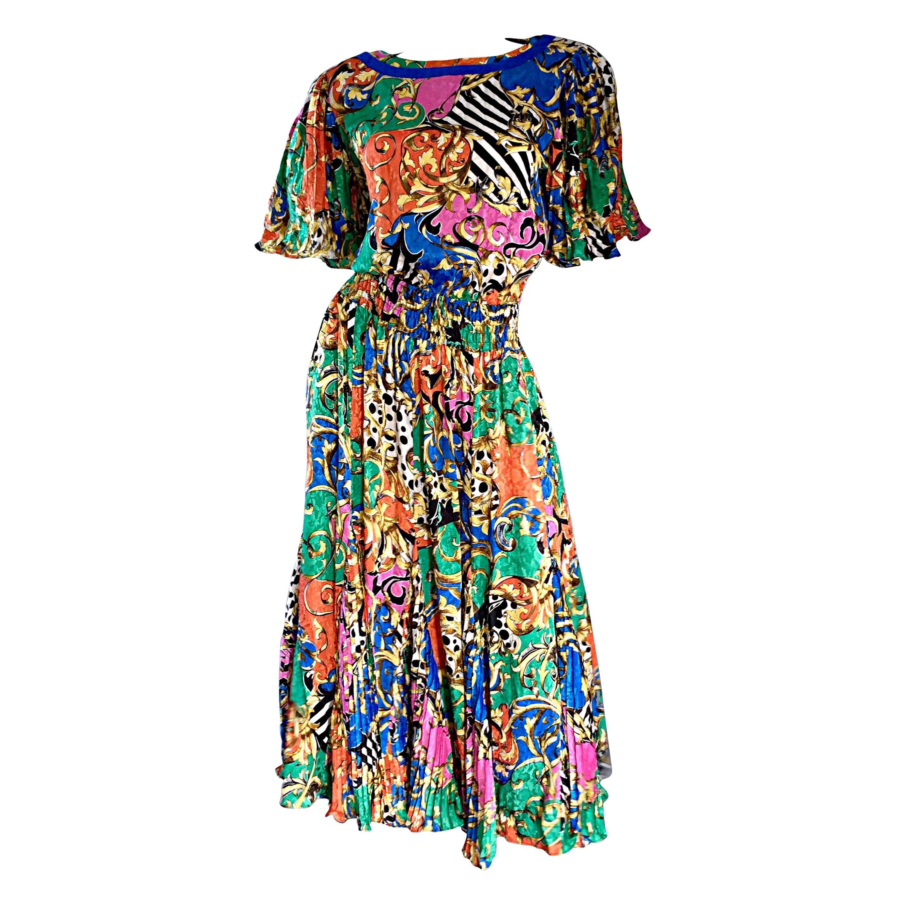 Amazing Vintage Diane Freis Psychedelic Colorful Bohemian Boho Dress