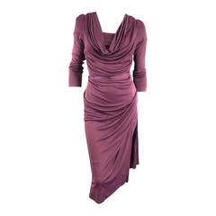 VIVIENNE WESTWOOD Red Label Size L Plum Draped Viscose Long Sleeved Dress