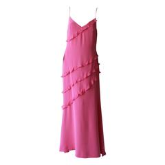 Escada Silk Ruffle Evening Gown 1990's