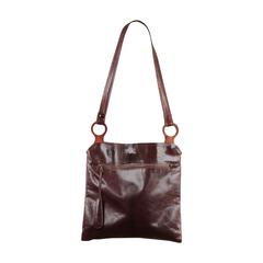 BOTTEGA VENETA Italian VINTAGE Brown Leather SHOULDER BAG Tote w/ WOOD Detail 8